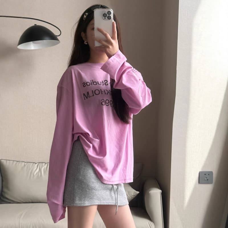 Long-Sleeve Tee Reversed Logo Print